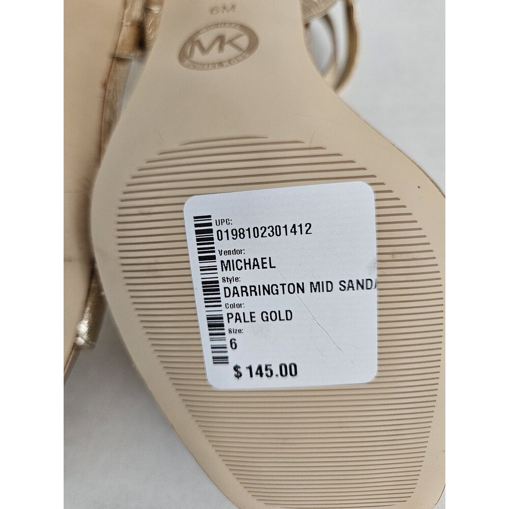 Michael Kors Darrington Strappy Kitten Heels 6 M Pale Gold Leather Square Toe - Picture 13 of 16